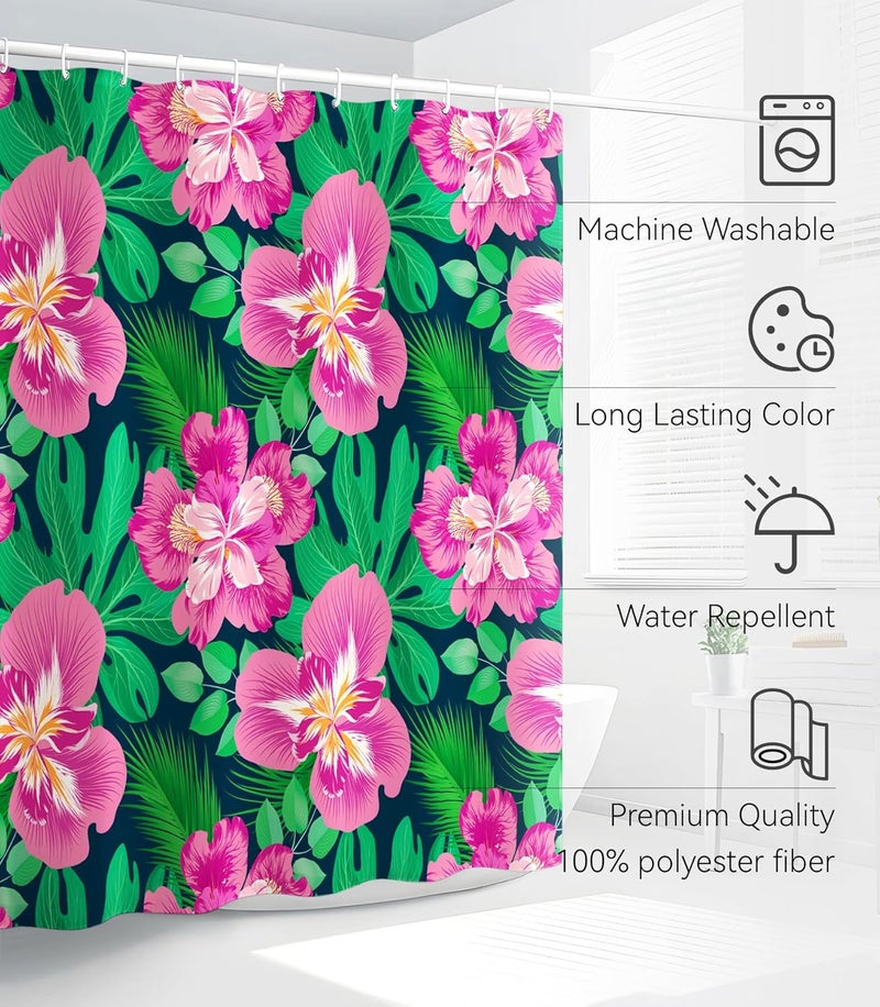 Stanoha Shower Curtain for Bathroom Stall Boho Modern Cute Aesthetic Decorative Girly Waterproof Unique Pink Flowers Girls Chic Plants Design Teen Pretty Women Cortinas de Baño Bathtub 72 x72 Inch - Image 3